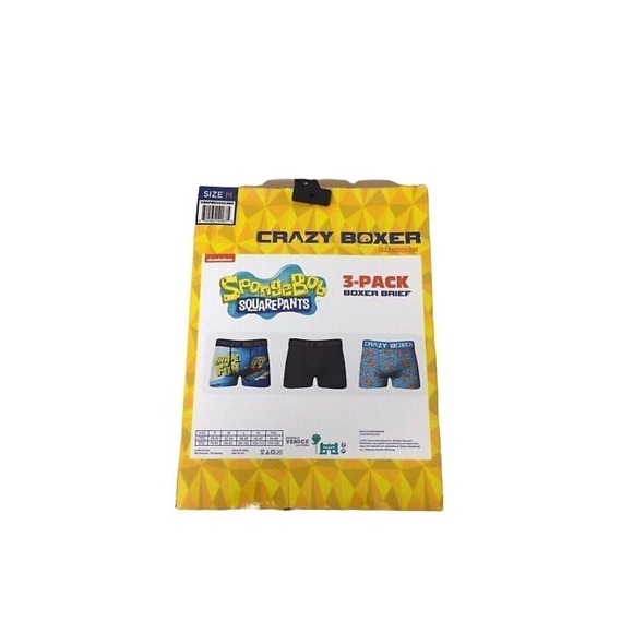 Crazy Boxer Spongebob 3 Pack Mens Underwear M 32”-34” New With Tags AR121 - Picture 6 of 8
